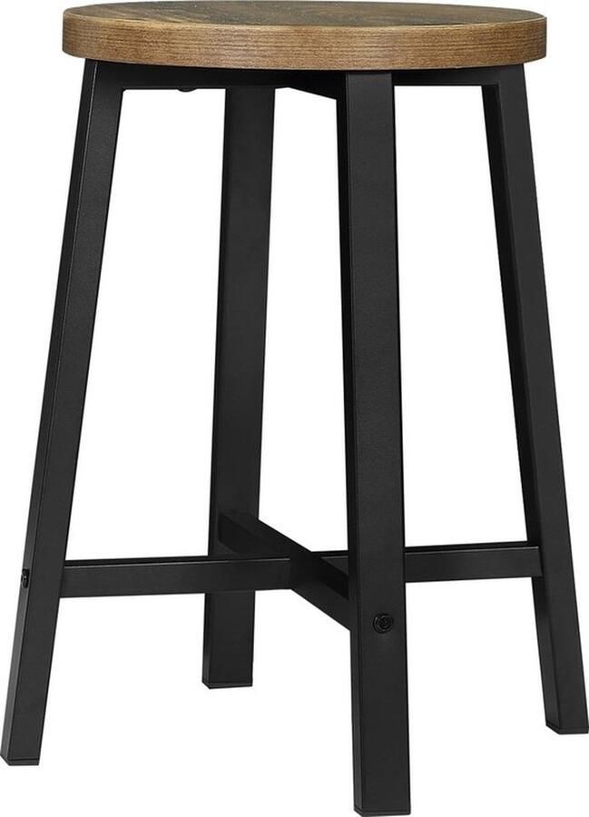 Mrs. Jones BLACK FRIDAY DEAL Kruk 2stks Set Industriële stijl Metalen poten Eetkamer Cafe -Vintage Houtnerf