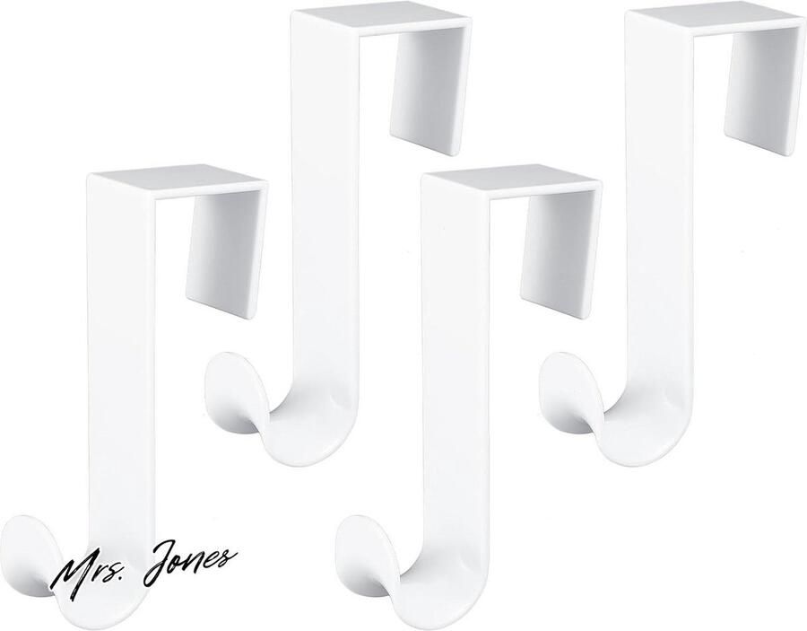 Mrs. Jones Kunststof deurhaken 4 stuks over de deur haak witte kapstok haak opknoping kleding handdoeken slaapkamer keuken badkamer