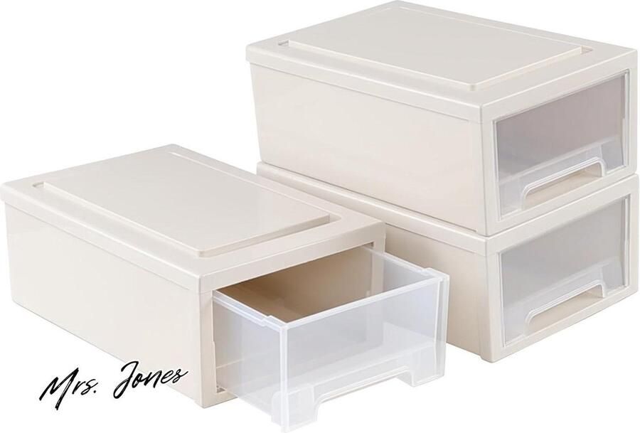 Mrs. Jones Kunststof opbergtoren 3 laden stapelbare opbergladen 7 l opbergen organiseren