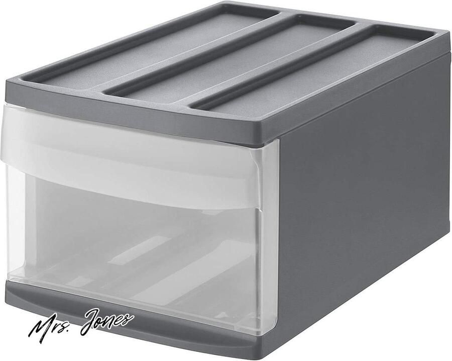 Mrs. Jones Ladebox 1 lade Kunststof BPA-vrij antraciet-transparant 395x255x203 cm