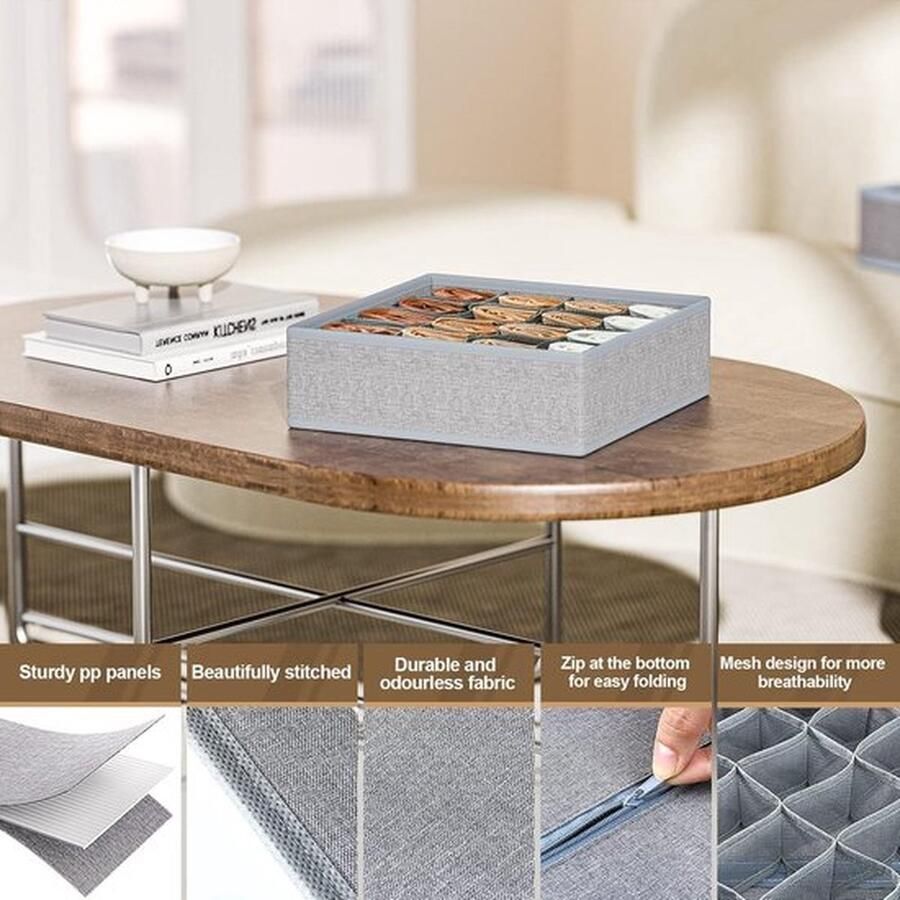 Mrs. Jones Laden opbergsysteem 4 SET Kast-organizer Opvouwbare Drawer Opbergdoos voor het opbergen van beha sokken slipjes ondergoed stropdassen. Commodes