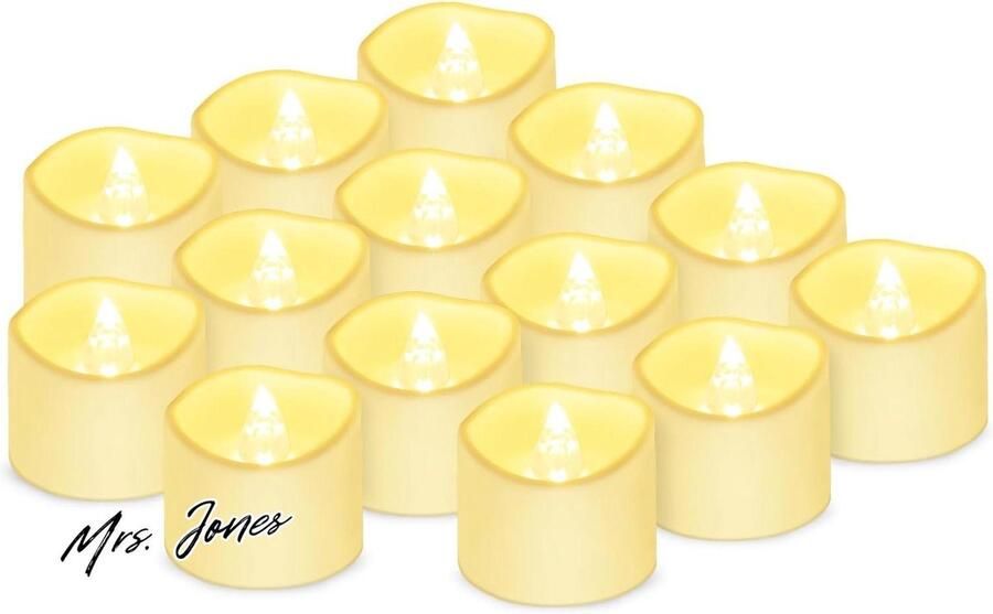 Mrs. Jones LED-kaarsen vlam theelicht elektrische thee lampen votive kaarsen warm wit 14 stuks met afstandsbediening