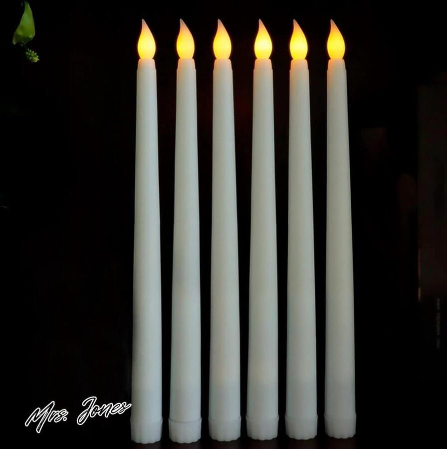 Mrs. Jones LED Kaarsen Wit Vlamloos Batterij Aangedreven Lange Kaarsen Kerstmis Bruiloft Tafel Verjaardag Feest Thuis Decoratie