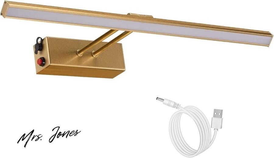 Mrs. Jones LED Wandlamp 17 Alle Metalen Oplaadbare Verlichting Draadloze LED Dart Lamp Geschilderde Spiegel Frame Kunstwerk Spiegel 5500K 220lm Goud Moderne Wandverlichting