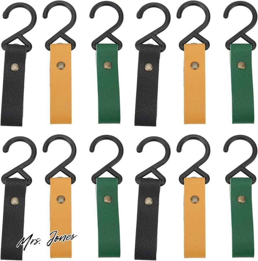 Mrs. Jones Lederen Lus Riem Kapstok 12 Stuks 4.92in PU Muur Opknoping Riem Lederen Haak voor Slaapkamer Keuken Opbergoplossing voor Kleding
