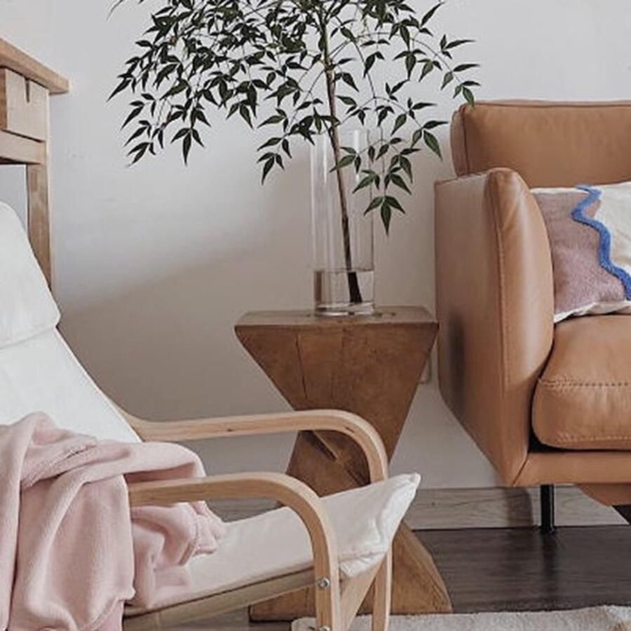 Mrs. Jones Lichtgewicht Beton Bijzettafel Geometrisch Design Accent Tafel Modern Stijl Geen Montage Nodig Natuurlijke Houtafwerking