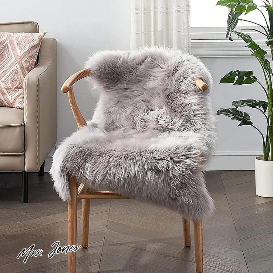 Mrs. Jones LichtLux langharig imitatie wol lamsvacht tapijt donkergrijs 60 x 90 cm