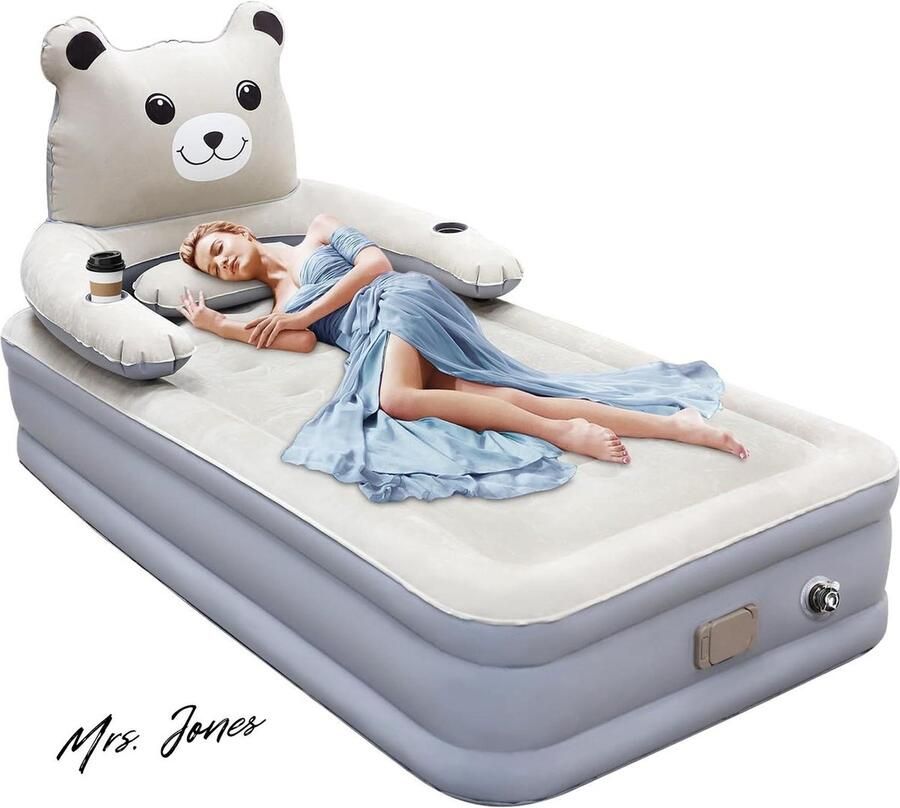 Mrs. Jones Luchtmatras 1 persoon zelfopblazend elektrische luchtpomp opblaasbaar bed slaapluchtmatras slaapmatras camping thuisgebruik 195 x 100 x 38 cm
