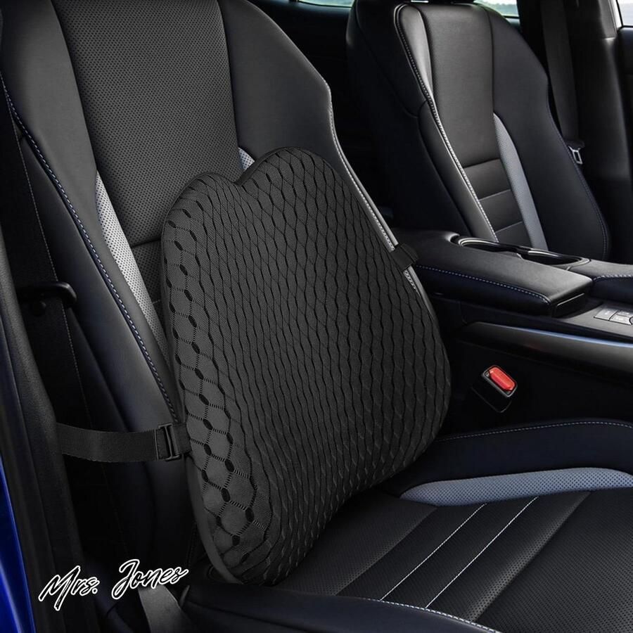 Mrs. Jones Lumbaal ondersteuningskussen geheugenschuim rugsteunkussen lendenkussen voor bureaustoel autostoeltje rolstoel zwart