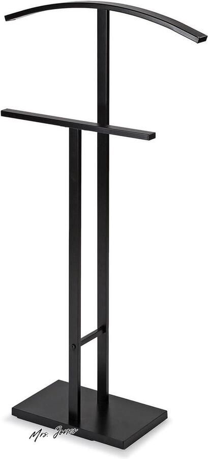 Mrs. Jones Lund Modern Multifunctioneel Nachtkastje met 2 Hangers Heren Dameskleding Afmetingen 100x20x52cm Staal Zwart