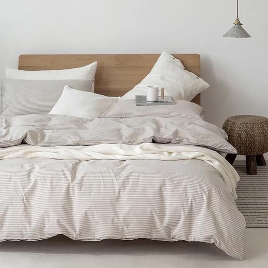 Mrs. Jones Luxe Beddengoedset in Beige Katoen voor Tweepersoonsbed 200x200 cm met 2 Kussenslopen 80x80 cm