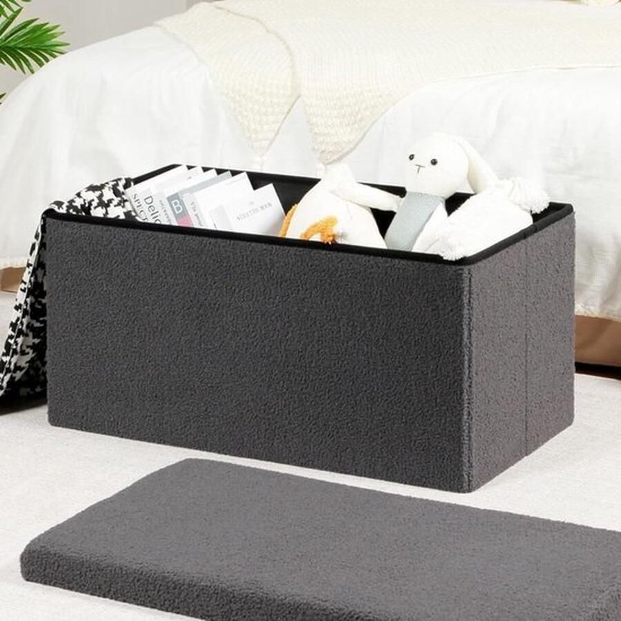 Mrs. Jones Luxe Dekenkist voor Dekens en Extra Opslag Bijzet Bankje Opbergbank Binnen en Buiten Dekenkisten voor Slaapkamers Bank met Opslagruimte Bedkist Donker Grijs