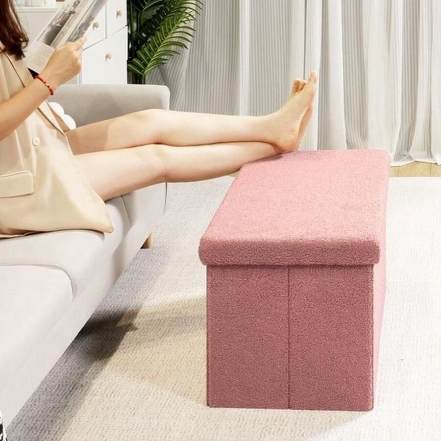 Mrs. Jones Luxe Dekenkist voor Dekens en Extra Opslag Bijzet Bankje Opbergbank Binnen en Buiten Dekenkisten voor Slaapkamers Bank met Opslagruimte Bedkist Pink