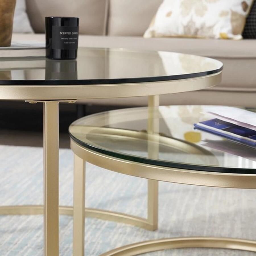 Mrs. Jones Luxe Set van 2 Salontafels Elegante Ronde Bijzettafels Stijlvol Meubilair voor de Woonkamer ?80 & ?60 - Foto 2