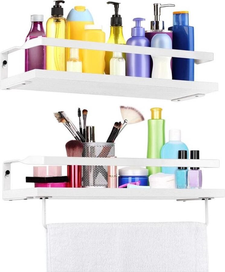 Mrs. Jones Luxe Wandplank Houten Plank Wandmontage Hoekrek Hoekplank Organizer Keuken Badkamer 2 Stuks Wit