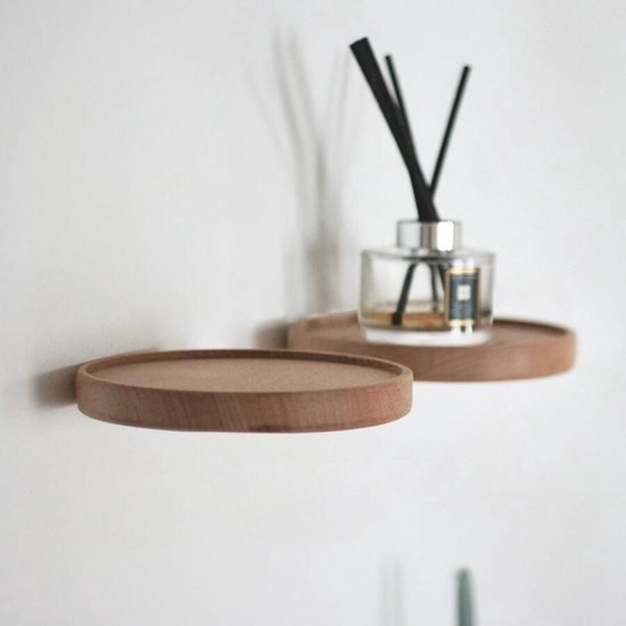 Mrs. Jones Luxe Wandplank Houten Plank Wandmontage Hoekrek Hoekplank Organizer Keuken Badkamer 2 Stuks Rond