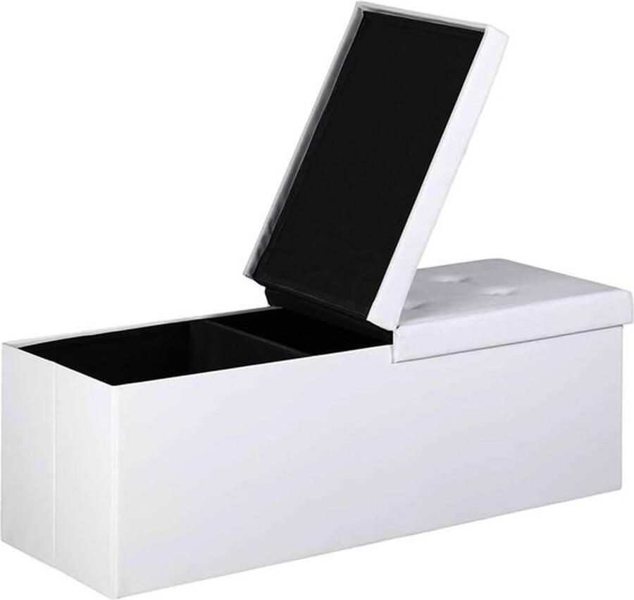 Mrs. Jones Luxe Witte Dekenkist voor Dekens en Extra Opslag -Bijzet Bankje Binnen Opbergbank Binnen en Buiten Dekenkisten voor Slaapkamers Bank met Opslagruimte Bedkist