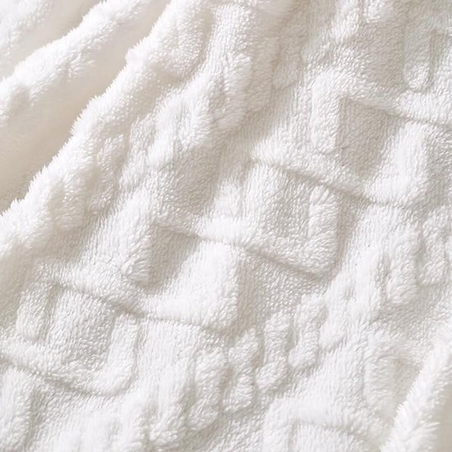 Mrs. Jones Luxe Woondeken in Wit Gestreept Design 220x240 cm Fleece Winter Deken voor Bed & Woonkamer Pluche & Flanel Dik & Wollig