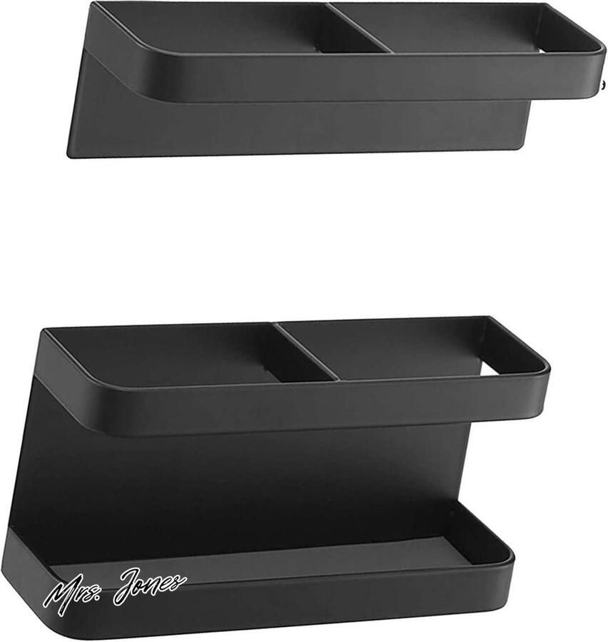 Mrs. Jones Magnetische Paraplubak Geen Ponsen Hoogteverstelling Wandgemonteerde Parapluhouderrek voor Hotelgang Zwart