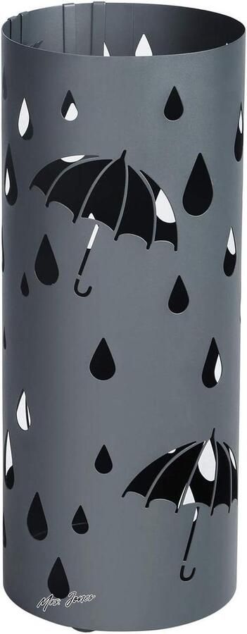Mrs. Jones Metalen parapluhouder waterbak haken 195 x 49 cm Dia. H rond mat antraciet grijs LUC23AG