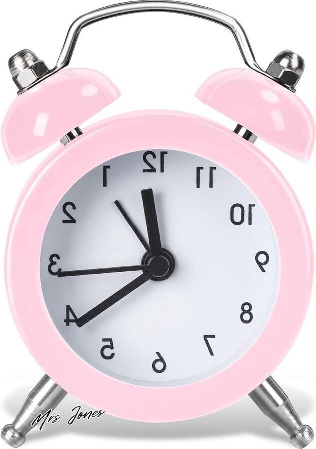 Mrs. Jones Mini wekker Nachtklokken Batterij Werkt Niet Ticking Tafel Klokken Slaapkamer Wekker Eenvoudige Luide Vintage Wekker voor Slaapkamer Keuken Bureau Bedside Roze Slaapkamer Keuken