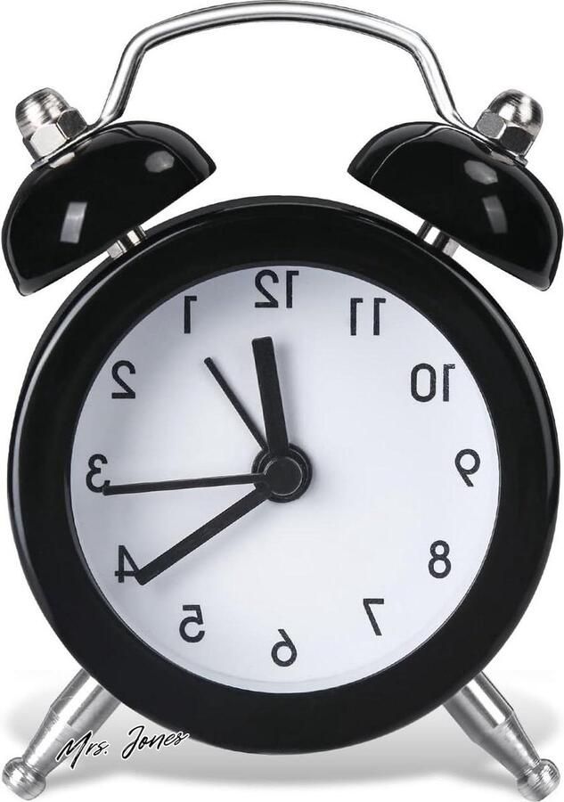 Mrs. Jones Mini wekker stille wekker zonder tik zwart retro-wekker luide wekker voor slaapkamer Nachtkastje Bureau