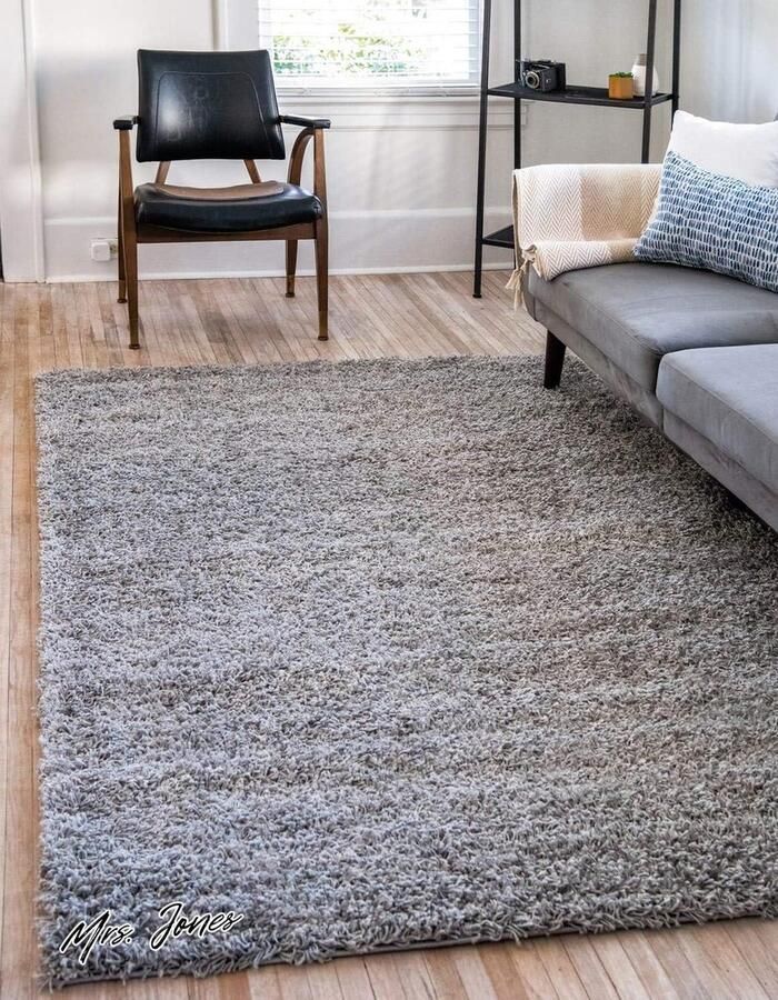 Mrs. Jones Modern Pluche Tapijt Weelderig & Zacht Unique Loom Solo Solid Shag Collectie Area Rug 2' 2 x 3' 0 Rechthoekig Wolk Grijs