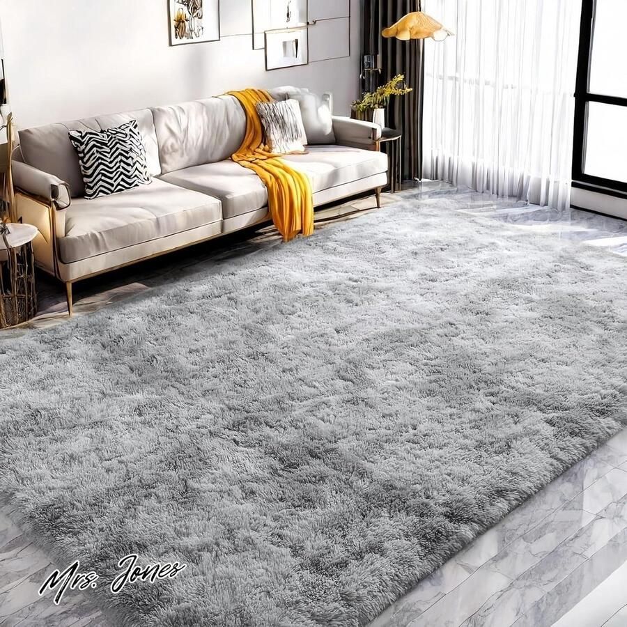 Mrs. Jones Modern tapijt voor slaapkamer zacht tapijt woonkamer bontdecoratie woonkamer pluizig antislip modern pluche tapijt grijs 80 x 120 cm