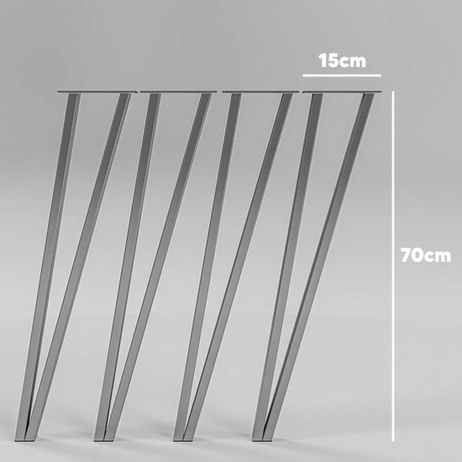 Mrs. Jones Moderne Tafelpoten van Roestvrij Staal Set van 4 met Geïntegreerde Vloerbescherming Ideaal voor Eettafels en Bureaus