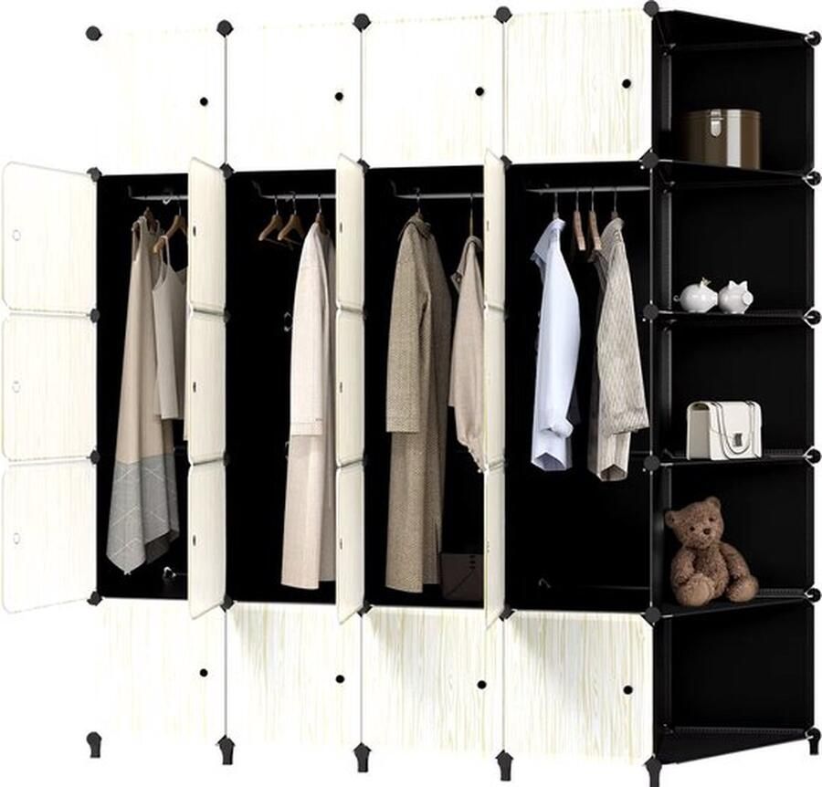 Mrs. Jones Modulaire kast Kledingkast Kast Vakkenkast Kubuskast Modulair Zwart Licht eiken 182x177x47