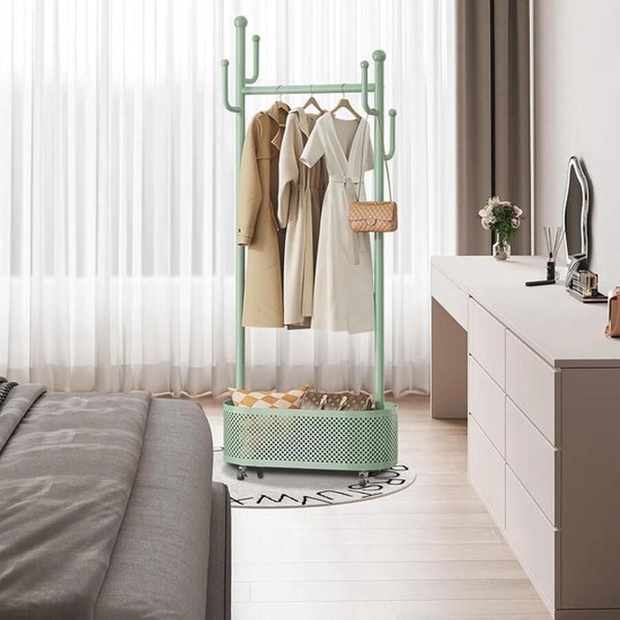 Mrs. Jones Multifunctionele Kapstok met Mand 360° Verplaatsbaar Ideaal voor Slaapkamer Woonkamer en Veranda