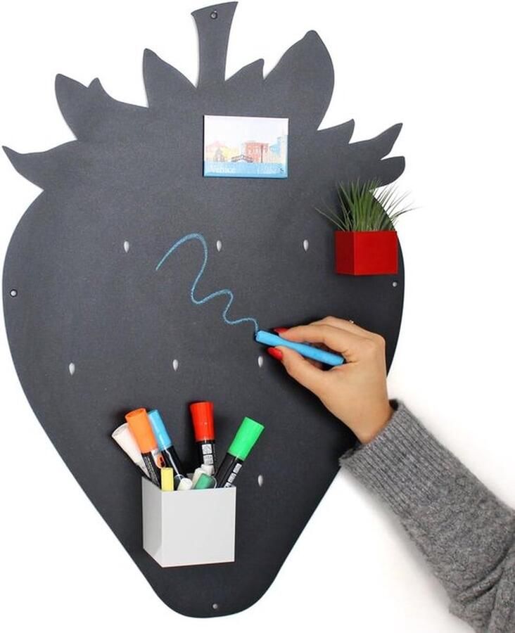 Mrs. Jones Multifunctionele Magnetische Wandtafel Schrijfbaar en Afwasbaar Zwarte Antraciet 56 x 38 cm