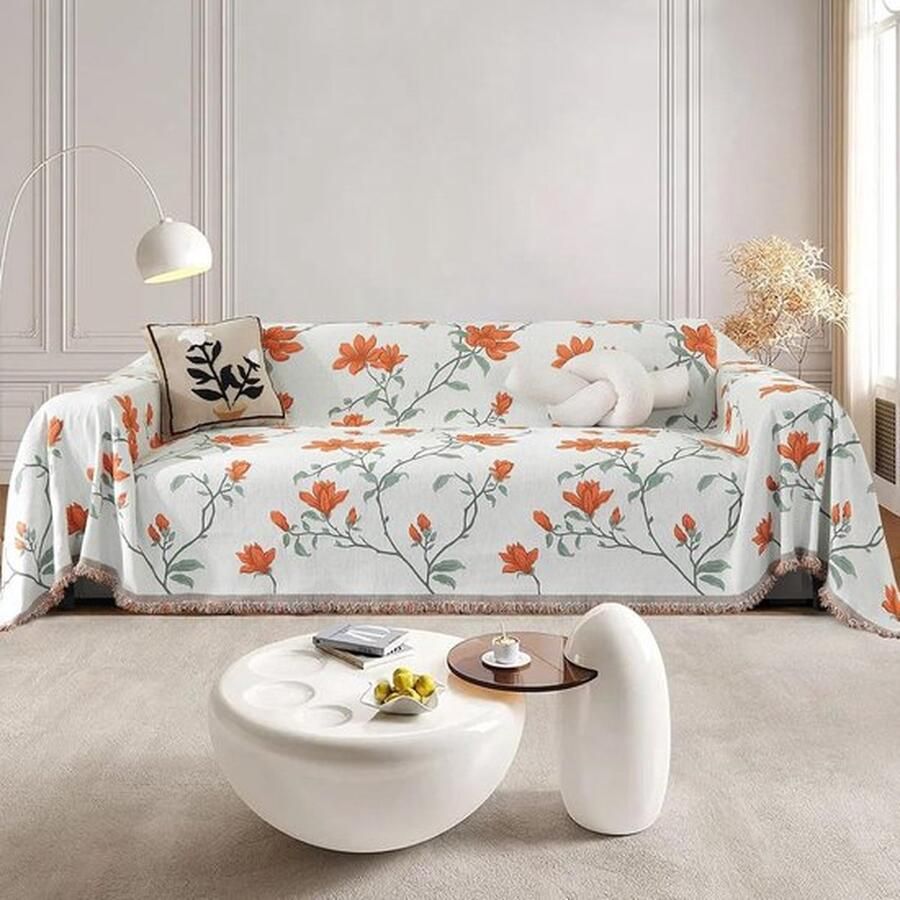 Mrs. Jones Multifunctionele Sofa Hoes Wasbare Meubelbeschermer 100% Polyester voor 1- 2- 3-zits (Oranje Kapok 180 x 300 cm)