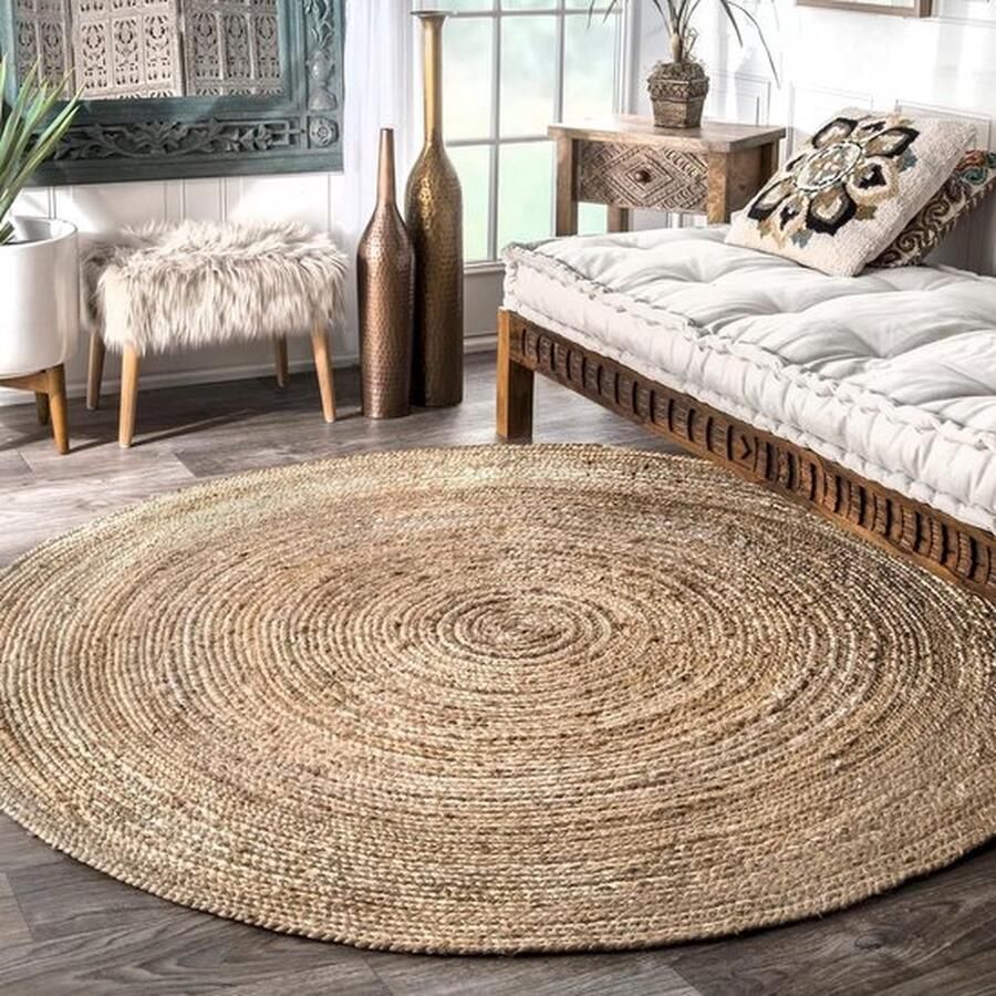 Mrs. Jones Natuurlijk Vloerkleed Rond Vloerkleed Van Jute 100% Natuurlijk Tapijt van Jute Handgeweven Vloerkleed Woonkamer Slaapkamer Eetkamer Gang