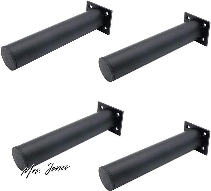 Mrs. Jones NUZAMAS Verstelbare Mat Zwarte Meubelpoten 38x200mm Aluminium Gemaakt Kast Salontafel TV Stand Benen Meubelbank Ondersteuning Voet Badkamer Kast Ondersteuning Benen Set van 4 Verhoogde Stabiliteit