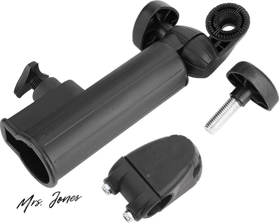 Mrs. Jones Nylon Golfparaplu Opslag Verstelbare Zwarte Parapluhouder Voor Golfkarretjes Of Andere Soortgelijke Trolleys met Extra Opbergmogelijkheden