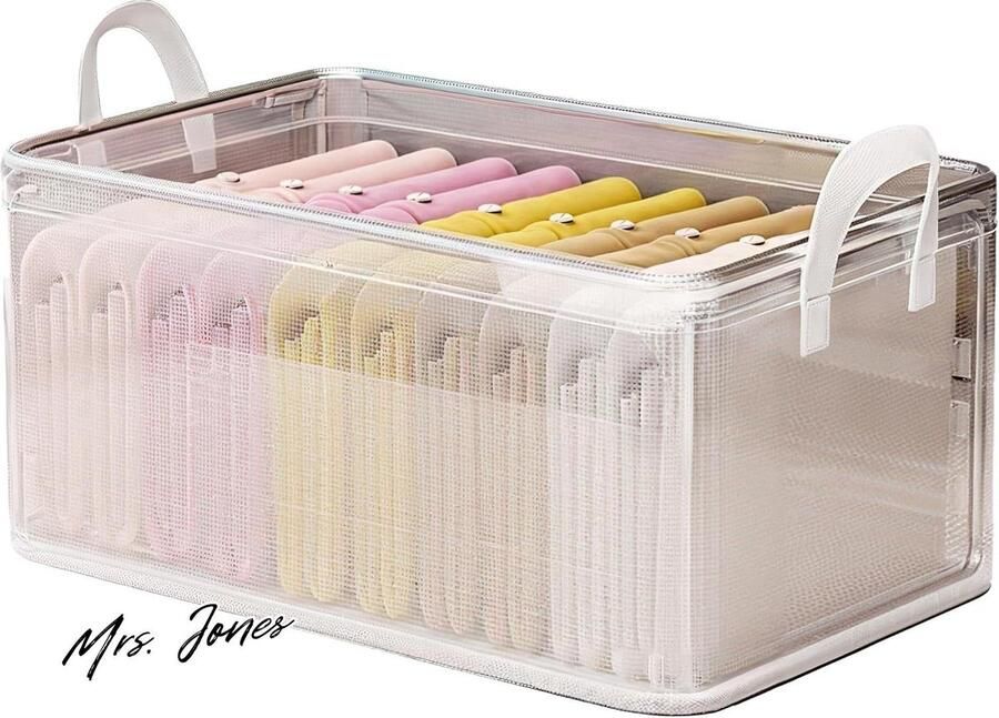 Mrs. Jones Opbergdoos kledingkast 28 x 47 x 20 cm opvouwbare opbergmand met handvat pvc-stoffen opbergdoos inklapbaar rek mand slaapkamer woonkamer kast organizer box