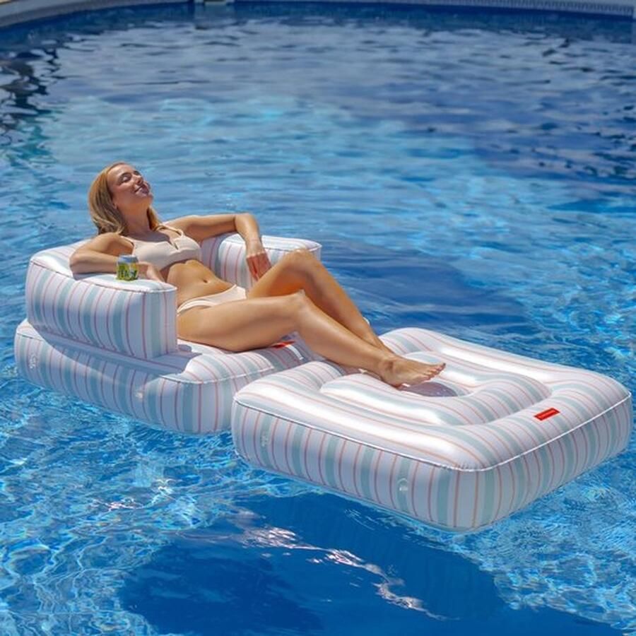 Mrs. Jones Opblaasbaar Luchtbed Waterhangmat Luchtmatras en Zwembadaccessoires Multifunctionele Watermatras met Meerdere Posities Opblaasbare Bank en Zwembadmatras Zwembadspeelgoed 180 x 90 x 45 cm Zomer Zwembad Zee