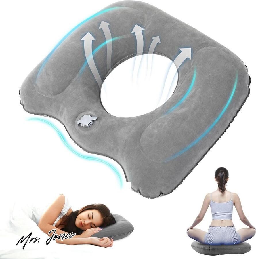Mrs. Jones Opblaasbaar Zitkussen Orthopedisch Stuitbeenkussen Ergonomisch Bureaustoelen Rolstoelen Reiskussen
