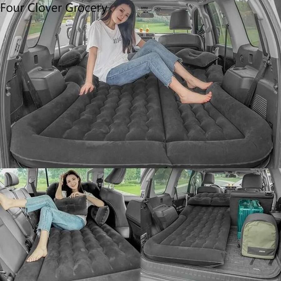 Mrs. Jones Opblaasbed Opblaasbaar autobed Autoluchtbed 174x126 Automatras Zwart Luchtbed Incl. 2 kussen Incl Opbergtas Incl Luchtpomp