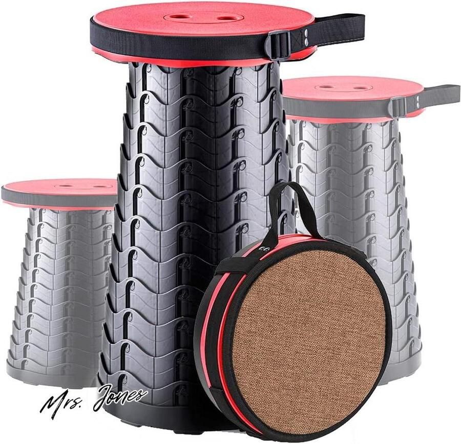 Mrs. Jones Opgewaardeerde opvouwbare kruk draagvermogen 180 kg zacht kussen duurzame opbergtas karabijnhaak binnen buiten