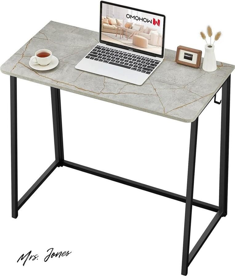 Mrs. Jones Opvouwbaar Computerbureau Schrijven Studiebureau Eenvoudige Montage Ruimtebesparend Opvouwbaar Laptop Tafel Schrijven Werkstation Voor Thuiskantoor Grijs