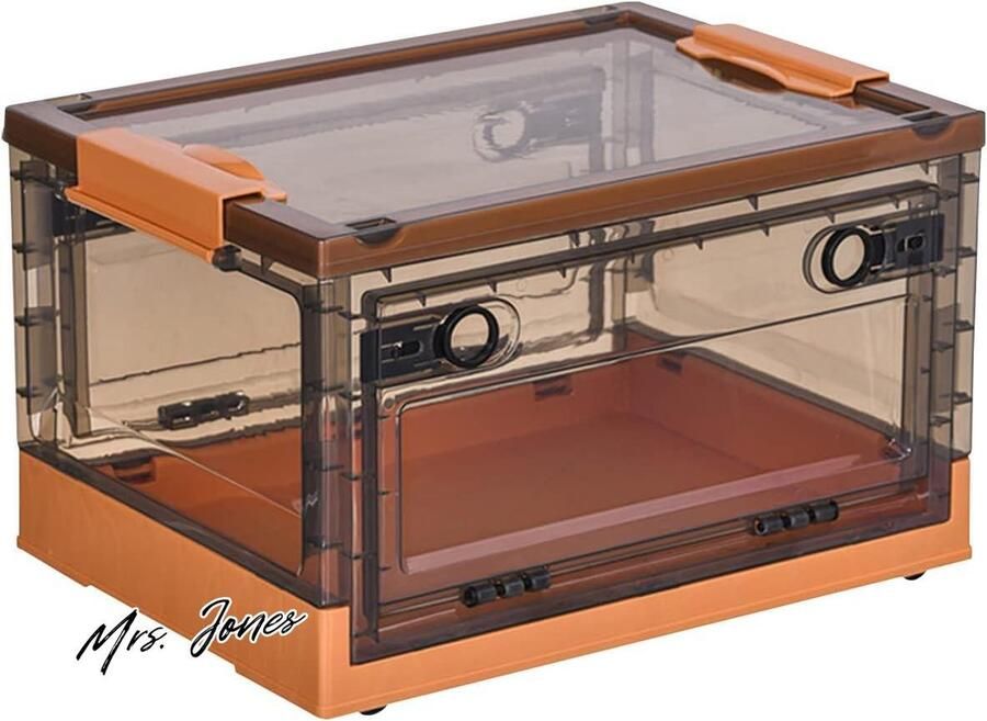 Mrs. Jones Opvouwbare opbergdozen grote plastic opbergdozen met deksel stapelbare organizer voor slaapkamer kledingkast kantoor garage