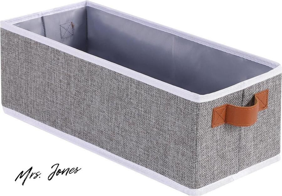 Mrs. Jones Opvouwbare opbergmand stoffen opbergdoos met handvat gebruikt voor het organiseren van kleine manden in badkamers kasten en planken grijs 38 x 155 x 13 cm