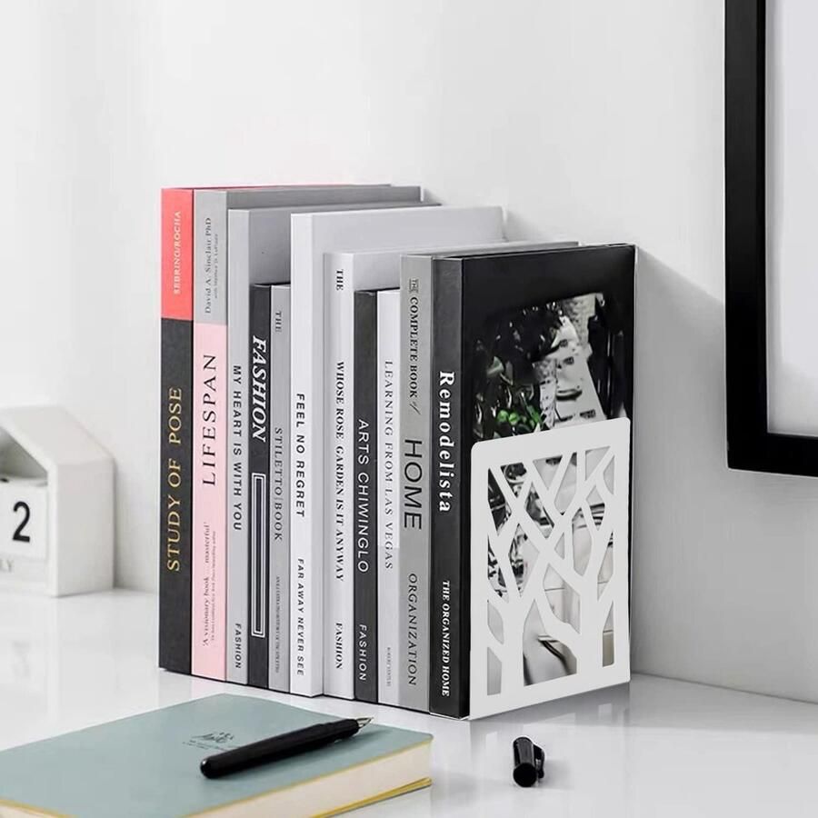 Mrs. Jones Originele boekenkast van metaal opbergkas boekenrek voor thuis kantoor school 2 paar wit 9 x 12 x 16 cm