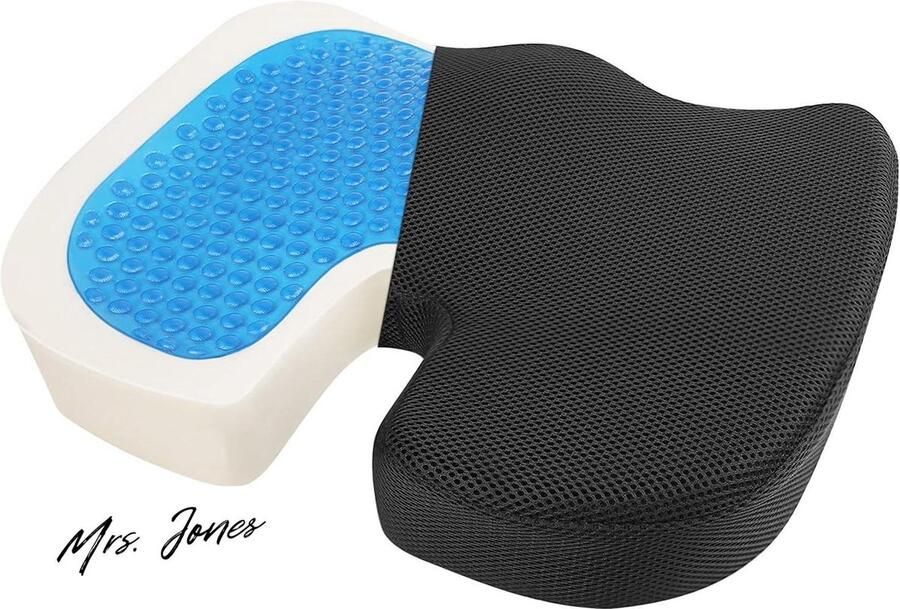 Mrs. Jones : Orthopedisch Ergonomisch Zitkussen voor Bureaustoel en Auto Traagschuim U-vormig Kussen Zwart 35*22*14 cm