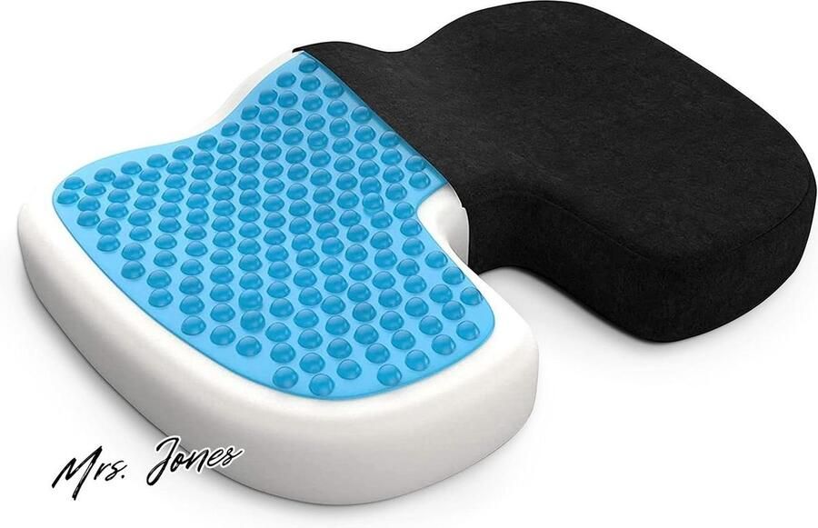 Mrs. Jones Orthopedisch Zitkussen Met Gel-Laag Traagschuimkussen Voor Pijnverlichting Van Stuitbeen Druckverlichting Doorligplekken Auto Bureau Rolstoel Large