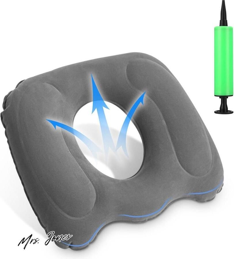 Mrs. Jones Orthopedisch zitkussen Opblaasbaar Traagschuim Stuitbeenkussen Zitkussen voor Bureaustoel Ergonomisch Zitkussen Staartbeenpijn Ischias