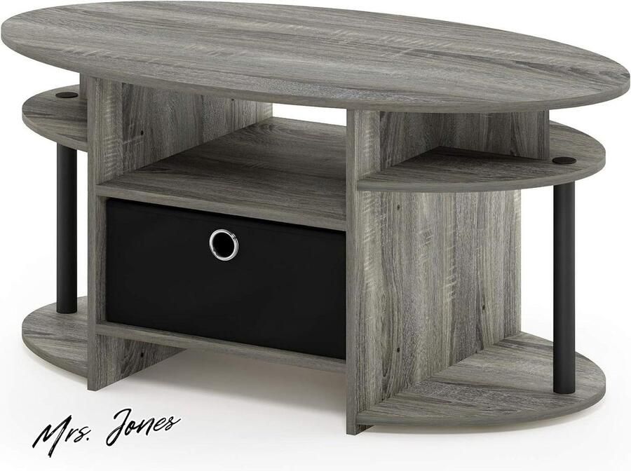 Mrs. Jones Ovale Salontafel Met Bak Frans Eiken Zwart Luxe Design Hoge Kwaliteit