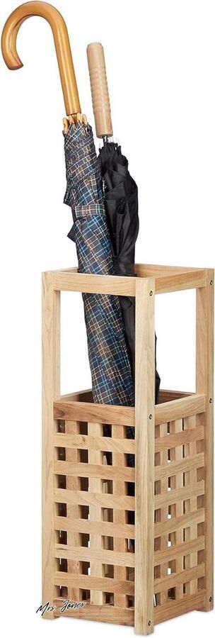Mrs. Jones Paraplubak walnotenhout vierkant 50 x 18 x 18 cm Wandelstokken hout natuur